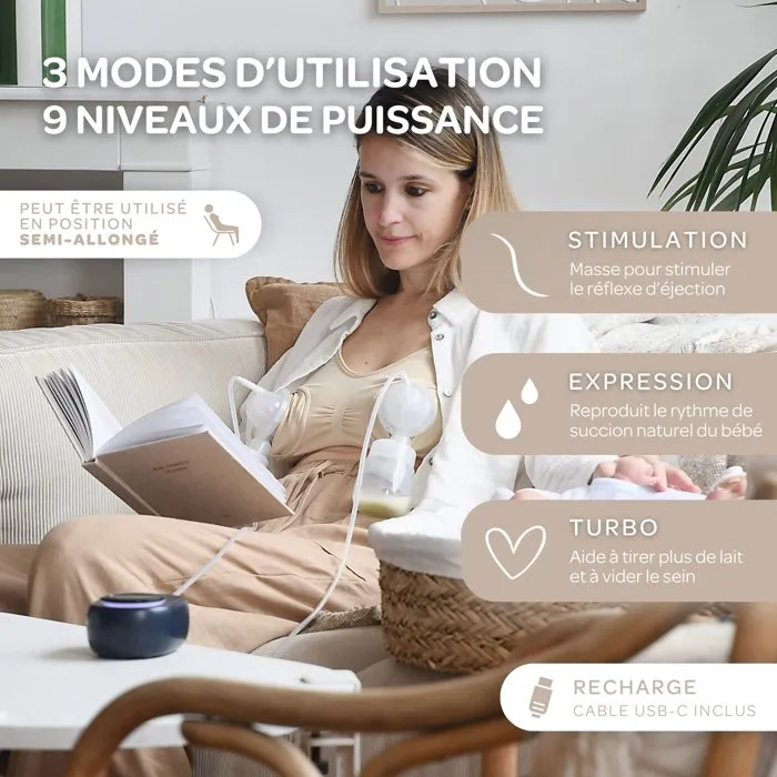 Beaba Tire-Lait Électrique Double, Bleu Nuit - Rapide, Efficace et Confortable pour l'Allaitement Maternel Beaba Tire-Lait Électrique Double, Bleu Nuit - Rapide, Efficace et Confortable pour l'Allaitement Maternel