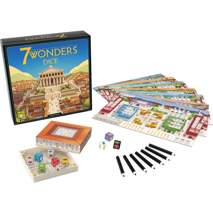 Asmodee - Jeu de société 7 Wonders Dice, Roll & Write - Construction de cités antiques - Accessible dès 10 ans - Partie de 30 min - Version française Asmodee - Jeu de société 7 Wonders Dice, Roll & Write - Construction de cités antiques - Accessible dès 10 ans - Partie de 30 min - Version française