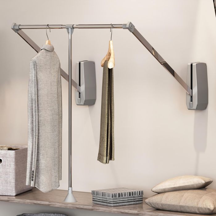 Emuca Penderie rabattable pour armoire Hang mural, 600-830, Chromé, Acier et Plastique 4