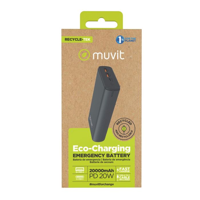 Powerbank Muvit for Change DP200G-R-PD Noir 20 W 5