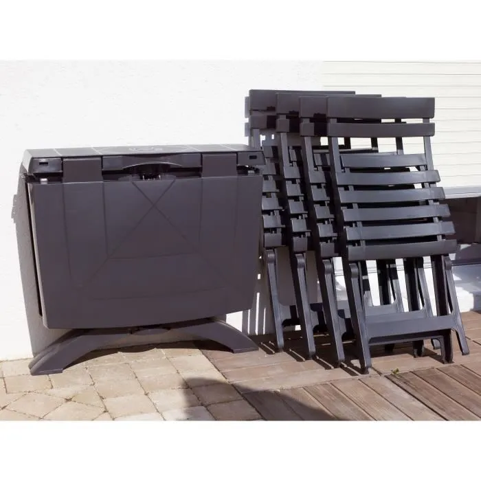 Grill Me - Chaise Pliante Miami - Anthracite - Résistante aux Intempéries et aux UV - Facile à Ranger et Nettoyer - 42 x 50 x 80 cm Grill Me - Chaise Pliante Miami - Anthracite - Résistante aux Intempéries et aux UV - Facile à Ranger et Nettoyer - 42 x 50 x 80 cm