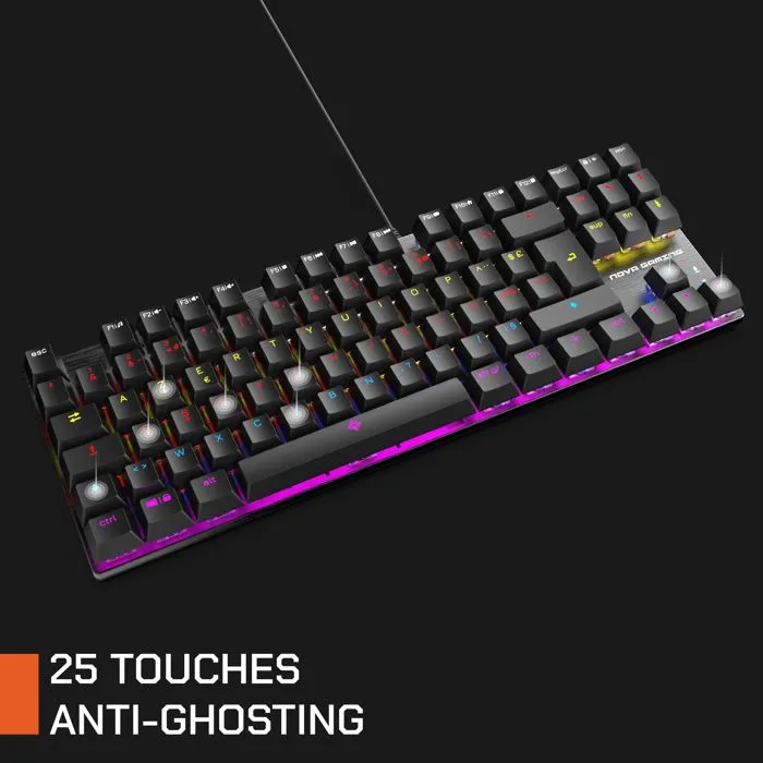 Nova Gaming Sculptor - Clavier mécanique gamer TKL compact sans pavé numérique, switches mécaniques, rétroéclairage LED RGB personnalisable, pour jeu compétitif et setup minimaliste Nova Gaming Sculptor - Clavier mécanique gamer TKL compact sans pavé numérique, switches mécaniques, rétroéclairage LED RGB personnalisable, pour jeu compétitif et setup minimaliste