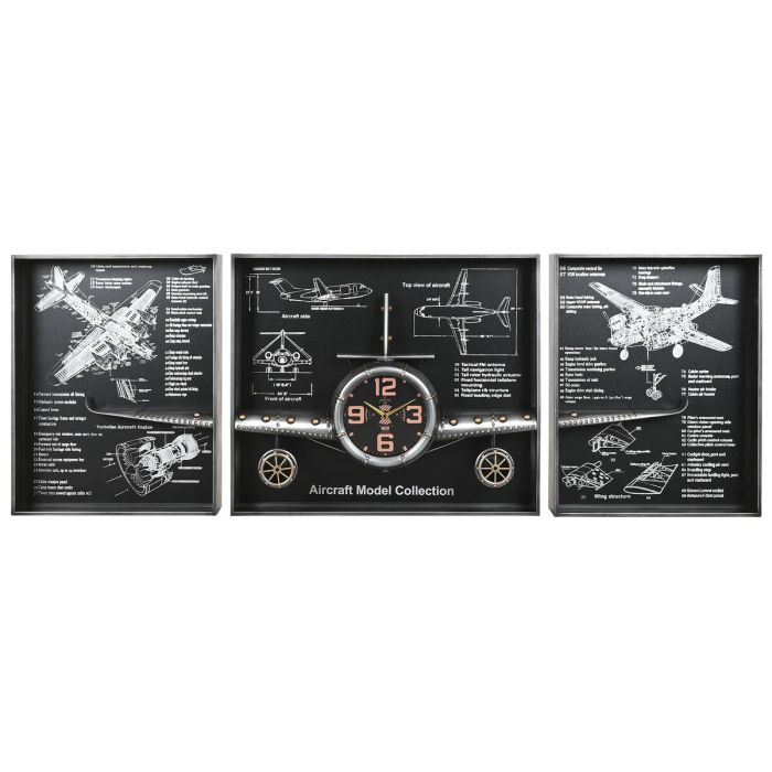 Horloge Murale Home ESPRIT Doré Argenté Métal Avion Vintage 175 x 21 x 64 cm 0 Horloge Murale Home ESPRIT Doré Argenté Métal Avion Vintage 175 x 21 x 64 cm 0