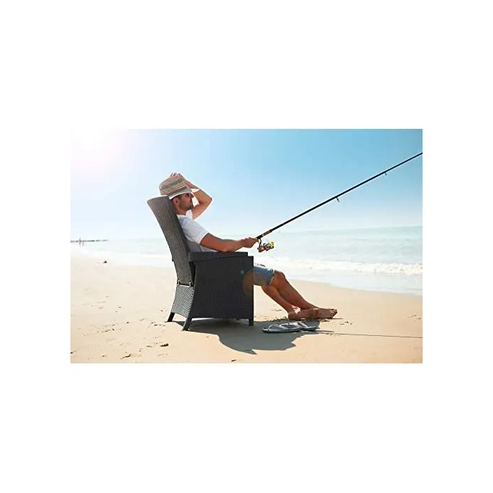 Keter Vermont Fauteuil de jardin en résine imitation rotin tressé, gris graphite, dossier inclinable, 64 x 68 x 107 cm Keter Vermont Fauteuil de jardin en résine imitation rotin tressé, gris graphite, dossier inclinable, 64 x 68 x 107 cm