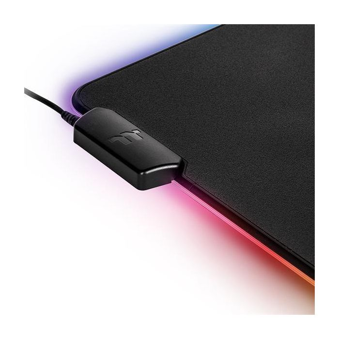Thermaltake GMP-LVT-RGBHMS-01 Tapis de Souris Gamer RGB Noir, Alimentation USB, Base Antidérapante, 370 x 290 mm