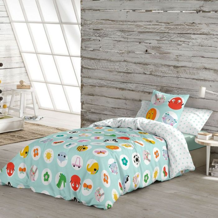 Housse de Couette Lemon Ribbon Points Lit 1 persone 150 x 220 cm Réversible 2