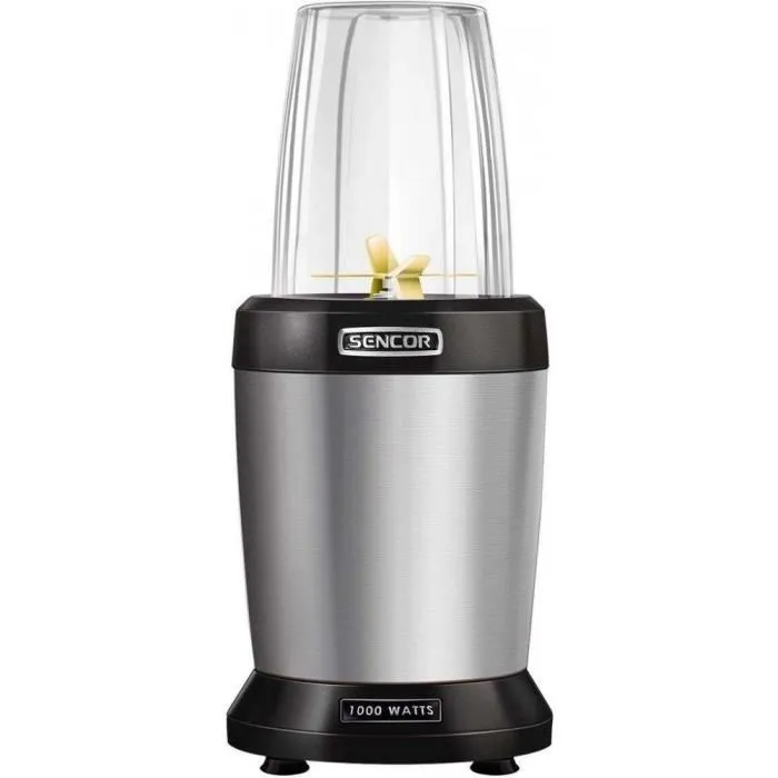 Sencor SNB 4302SS Blender Smoothie Professionnel 1200W - Extracteur de Nutriments avec 2 Tasses (1L, 0.8L), 6 Lames Titanium pour Soupes, Cocktails, Aliments Bébé