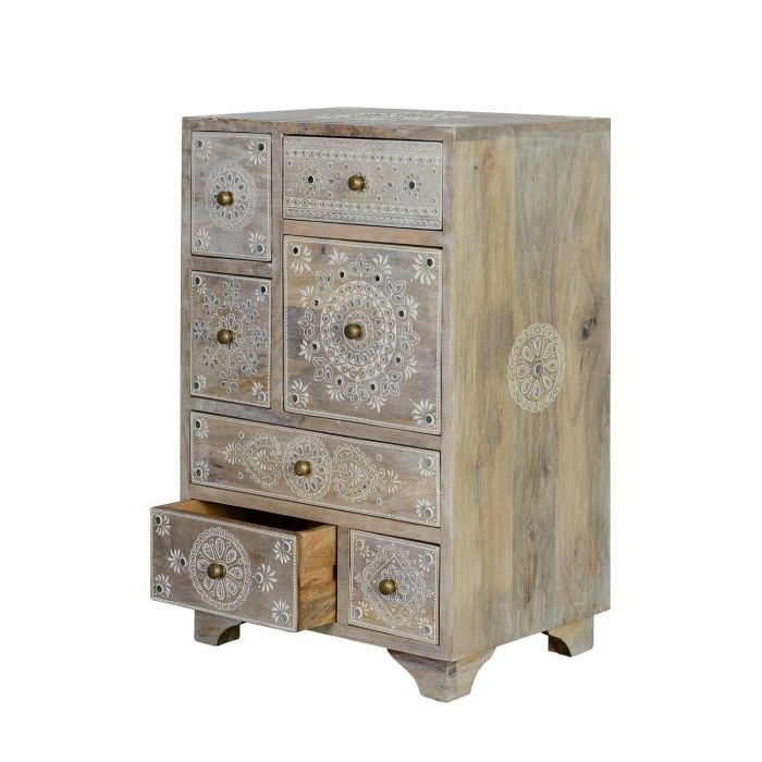 Giner y Colomer - Table téléphone avec 7 tiroirs en bois massif de manguier naturel, meuble auxiliare artisanal, finition peinte à la main 2 Giner y Colomer - Table téléphone avec 7 tiroirs en bois massif de manguier naturel, meuble auxiliare artisanal, finition peinte à la main 2