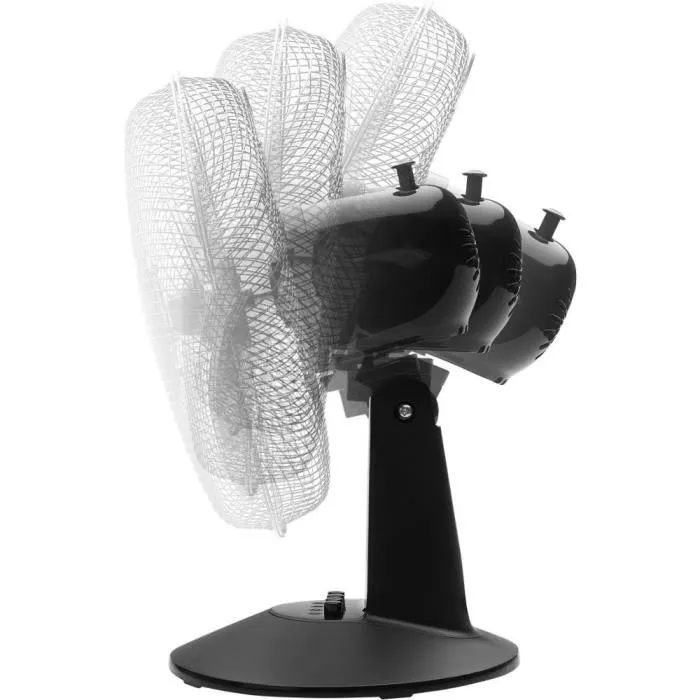 Sencor SFE 3011BK Ventilateur de bureau 30 cm noir - 3 vitesses, oscillation 90°, angle réglable, grille métal, 35W - 220-240V