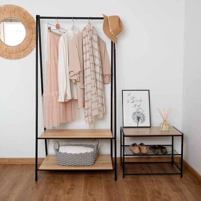 Perchero con Dos Baldas Acero y Madera Moa Vinthera 40,5x80x160 cm (2 Unidades) 2