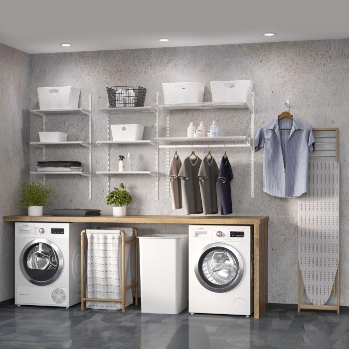 Emuca Kit de pour 3 étagères avec consoles et supports muraux Jagmet, longueur 280mm, Acier, Peint en blanc 2