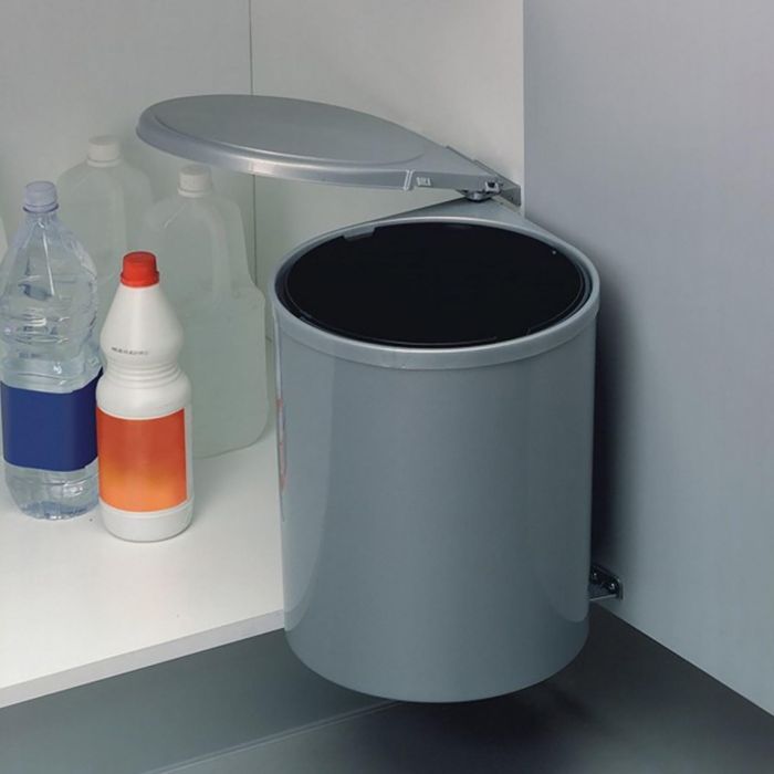 Emuca Bac de recyclage à fixer sur porte de meuble, 1 bac amovible 13 litres Plastique, Gris 1