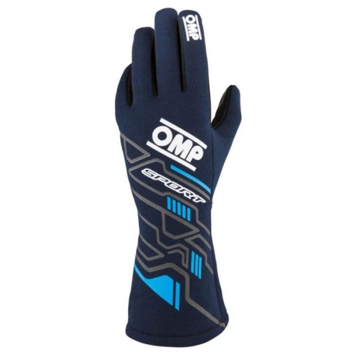 Omp Gants de Course FIA 8856-2018 My2025 Marine Bleu - Cyan Taille L OMPIB0-0777-B01-244-L