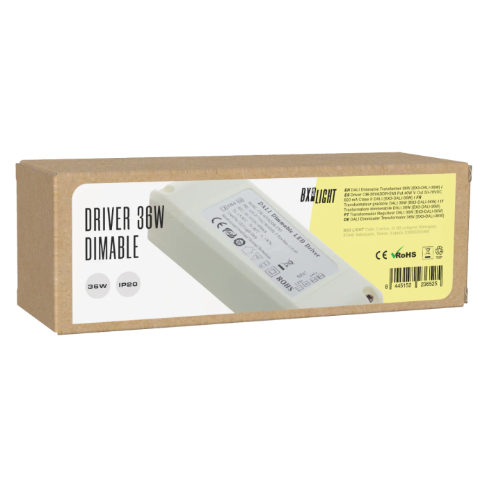BX3 LIGHT Driver LED DALI CM-36VADDR-EMI, 40W, sortie 50-76V DC 600 mA, constante, classe II, filtrage EMI, pour éclairage professionnel