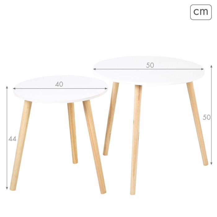 Jeu de 2 tables Max Home Blanc 50 x 50 x 50 cm (2 Unités) 3