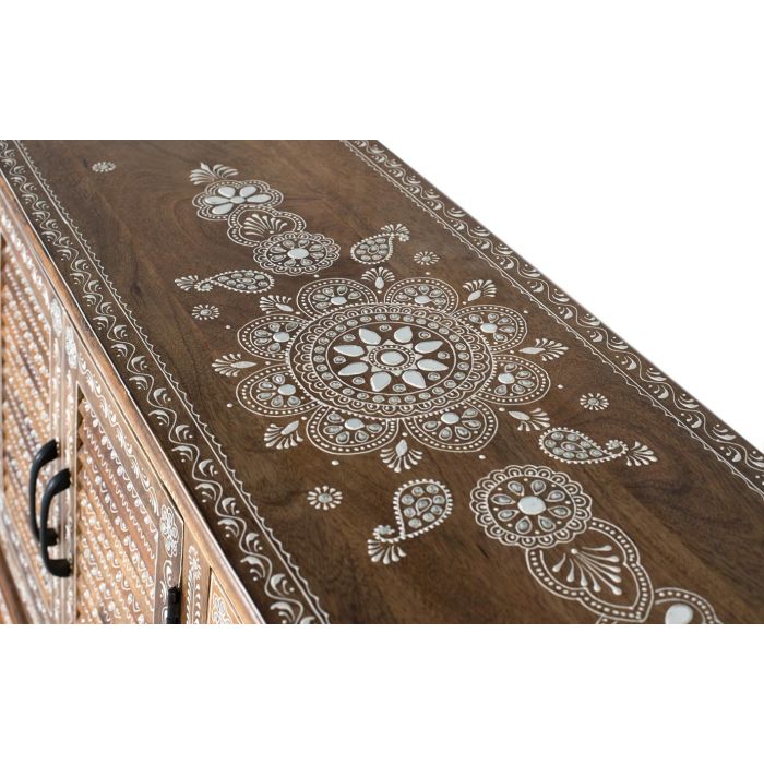 Buffet 4 portes en bois de manguier naturel, peint à la main - Artisanal 5