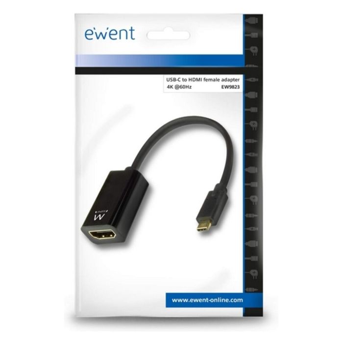 Adaptateur USB-C vers HDMI Ewent EW9823 Noir 15 cm 4K Ultra HD (1 Unité) 2