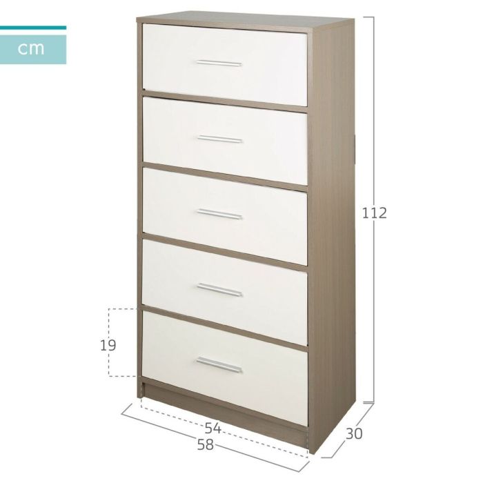 Commode Max Home Blanc Gris Moderne 58 x 112 x 30 cm 3 Commode Max Home Blanc Gris Moderne 58 x 112 x 30 cm 3