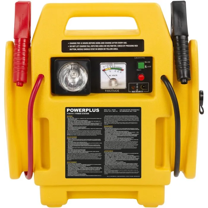 Powerplus POWX411 - Alimentation électrique portable 4-en-1 avec aide au démarrage, compresseur intégré et éclairage de secours pour voiture et moto - Câble 12 V DC inclus Powerplus POWX411 - Alimentation électrique portable 4-en-1 avec aide au démarrage, compresseur intégré et éclairage de secours pour voiture et moto - Câble 12 V DC inclus
