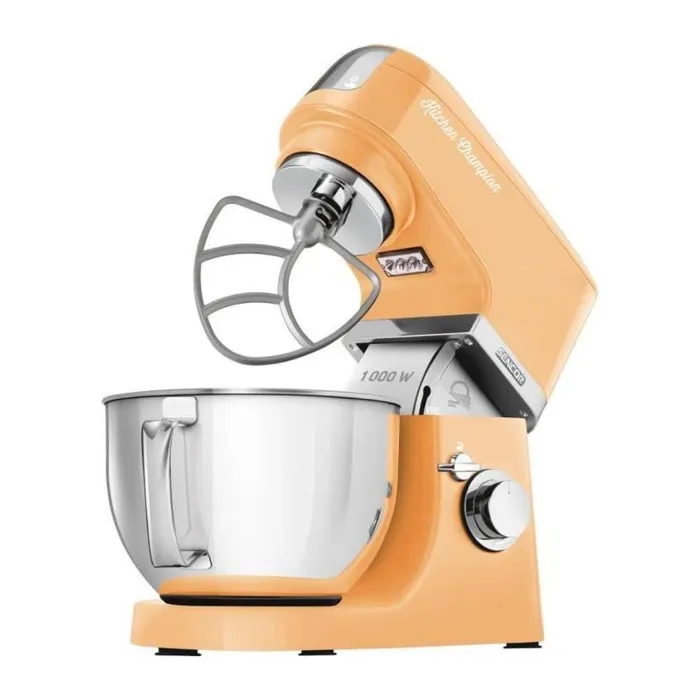 Sencor STM 6353OR - Robot pâtissier multifonction 1000 W avec bol inox 4.5 L, hachoir à viande, machine à biscuits et 8 accessoires - Orange