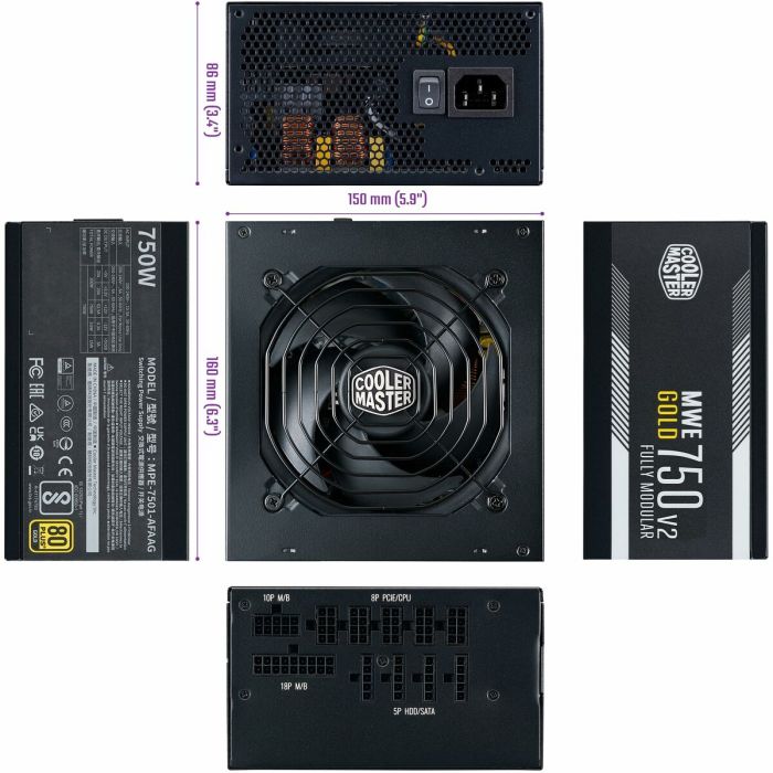 Bloc d’Alimentation Cooler Master MPE-7501-AFAAG-3EEU 750 W 80 Plus Gold 8