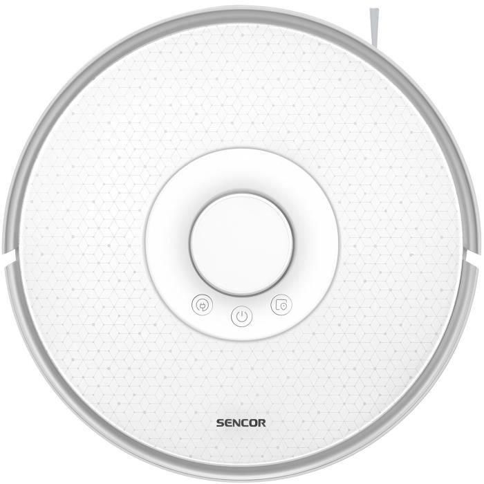 Sencor SRV 9385WH Aspirateur Robot Laveur avec Navigation LiDAR, 4000 Pa, 200 min d'Autonomie, Vidange Automatique et UV-C - Blanc