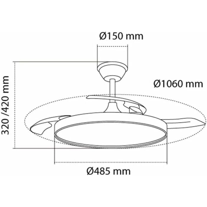 Ventilateur de Plafond avec Lumière CristalRecord Noir 43 W (3000 K) (4000 K) 2