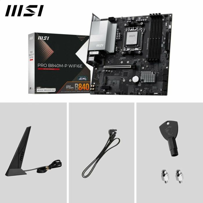 Carte Mère MSI PRO B840M-P WIFI6E AMD AM5 AMD 6 Carte Mère MSI PRO B840M-P WIFI6E AMD AM5 AMD 6