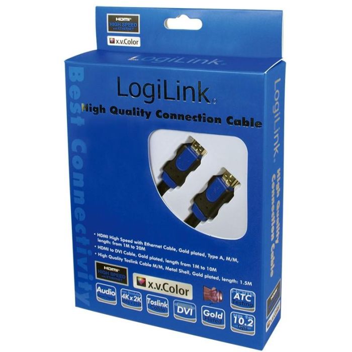 Logilink HDMI-Kabel Ethernet A -> A St/St 1.00m Gold 1 Logilink HDMI-Kabel Ethernet A -> A St/St 1.00m Gold 1