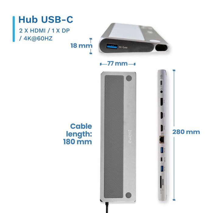 Hub USB Ewent EW1150 Gris 11