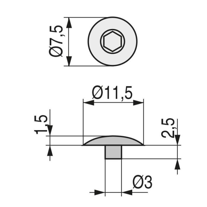Tapa Embutir Intro.5 D11,5 Blanco (500U) Para Tornillo Ensamble Ø5 (Hexagono 3Mm) Herrajes Alk 1