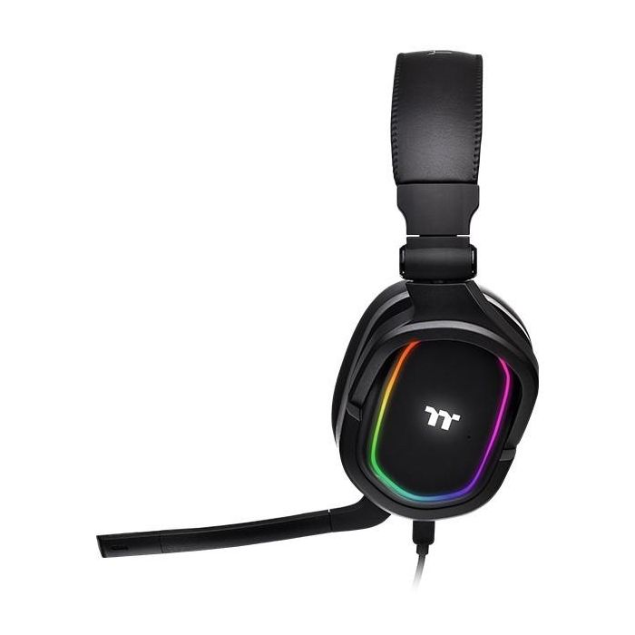 Thermaltake Casque Gaming Argent H5 RGB 7.1 avec fil - Surround DTS Headphone:X 2.0, 20-40000 Hz, Micro intégré, Noir