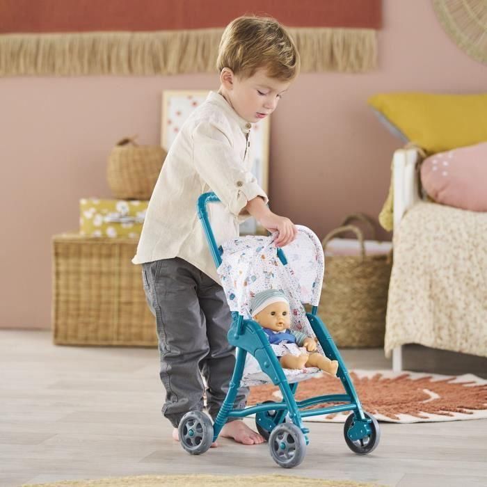 Poussette oursons - COROLLE - Accessoire Poupon 30cm - Bleu - Légere et facile d'utilisation 5