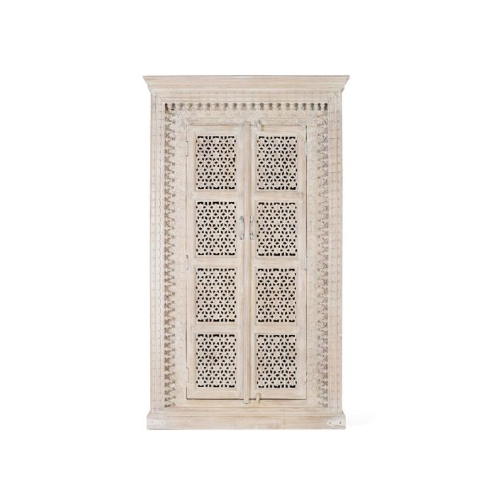 GINER Y COLOMER Meuble Armoire en Bois de Manguier Massif, Finition Blanc Décapé, Sculpté à la Main - Dimensions 190x110x40 cm 0 GINER Y COLOMER Meuble Armoire en Bois de Manguier Massif, Finition Blanc Décapé, Sculpté à la Main - Dimensions 190x110x40 cm 0