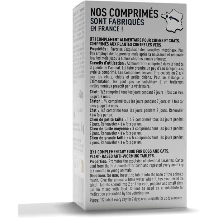 Comprimés contre les vers intestinaux - VETOCANIS - VerZen - Pour chien et chat - Boite de 30 comprimés 3 Comprimés contre les vers intestinaux - VETOCANIS - VerZen - Pour chien et chat - Boite de 30 comprimés 3