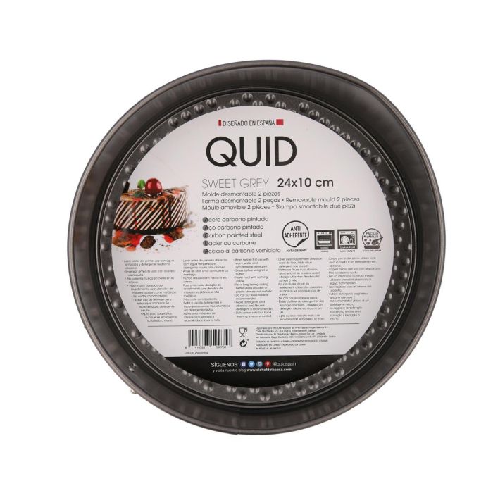 Molde Desmontable Acero Pintado Sweet Grey Quid 24x10 cm (8 Unidades) 2