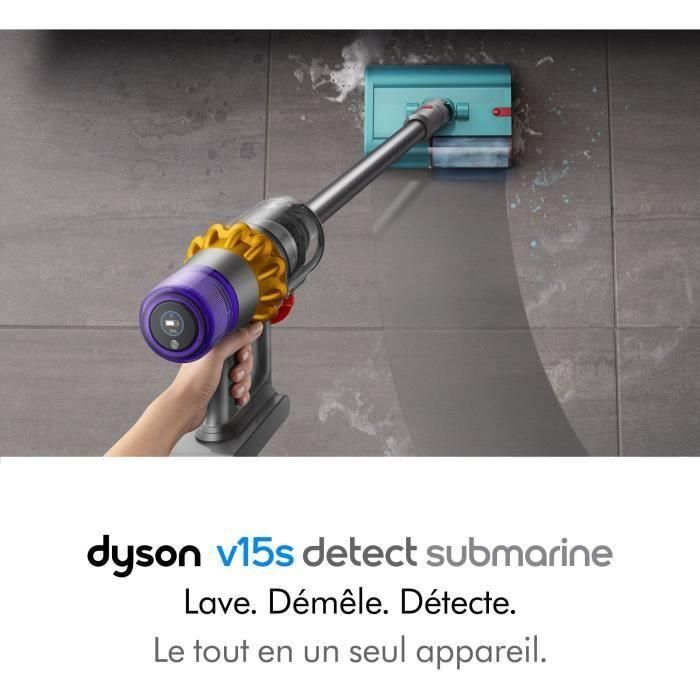 DYSON V15s Detect Submarine - Aspirateur Balai sans Fil - 240 airwatts - Brosse a rouleau humide Submarine pour laver les sols durs 1 DYSON V15s Detect Submarine - Aspirateur Balai sans Fil - 240 airwatts - Brosse a rouleau humide Submarine pour laver les sols durs 1