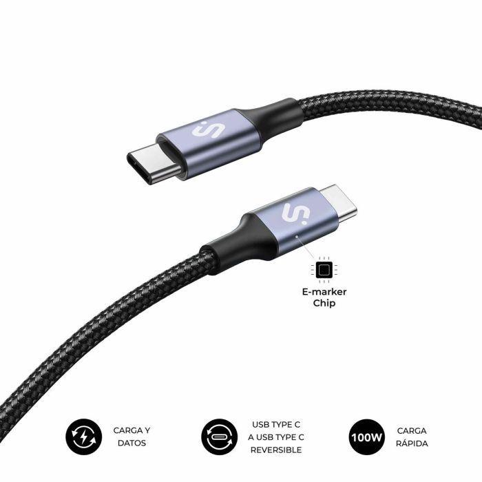 Câble USB-C vers USB-C Subblim PLUS Noir 1 m 11