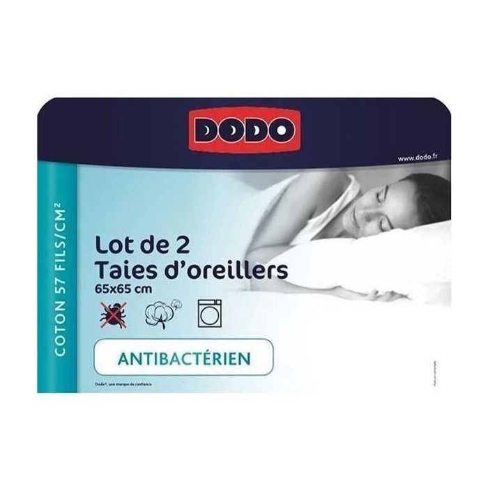 Lot de 2 taies d'oreiller carrées DODO - 65x65 cm - Blanc 4
