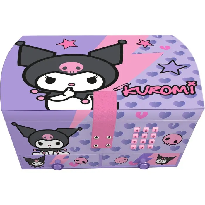 Kids Licensing Boîte à bijoux secret Kuromi avec compartiments et ouverture sonore à code secret - Fonctionne avec piles LR44 incluses - A partir de 5 ans Kids Licensing Boîte à bijoux secret Kuromi avec compartiments et ouverture sonore à code secret - Fonctionne avec piles LR44 incluses - A partir de 5 ans