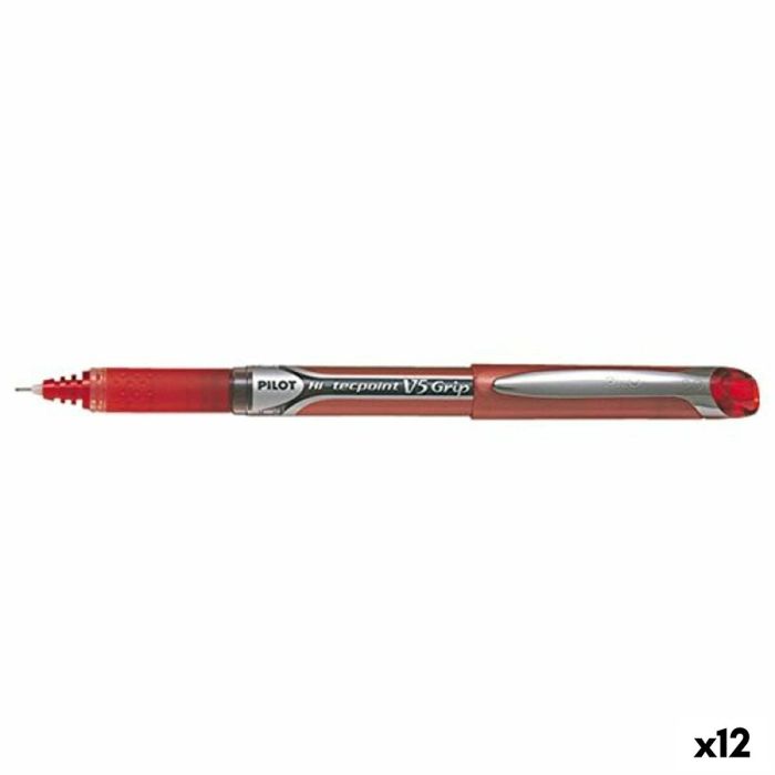 stylo à encre liquide Pilot V-5 GRIP HI-TECPOINT Rouge 0,5 mm (12 Unités)