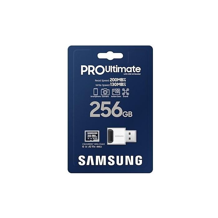CARD 256GB Samsung PRO Ultimate microXC 200MB/s + USB-Kartenleser 5