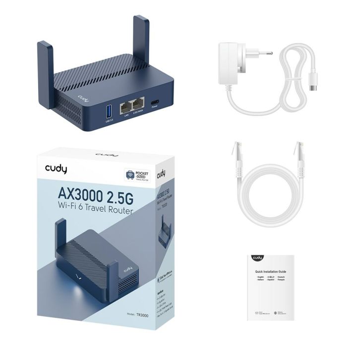 Router Cudy AX3000 Bleu RJ45 Ethernet LAN Wi-Fi 1