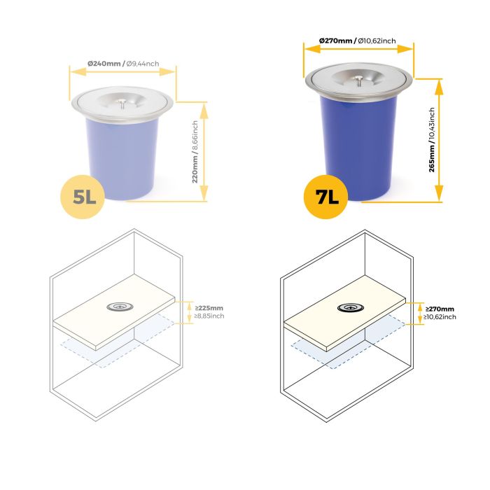 Emuca Poubelle encastrable sur le plan de travail Recycle, 1 bac extractible 7 litres, Acier inoxydable et Plastique 12 Emuca Poubelle encastrable sur le plan de travail Recycle, 1 bac extractible 7 litres, Acier inoxydable et Plastique 12