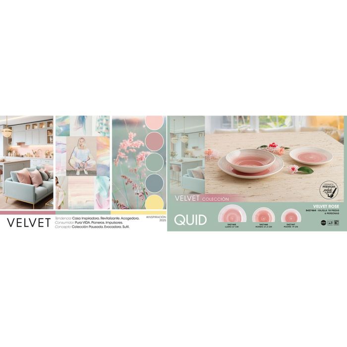 Assiettes Quid Velvet Rose Céramique 18 Pièces 3 Assiettes Quid Velvet Rose Céramique 18 Pièces 3