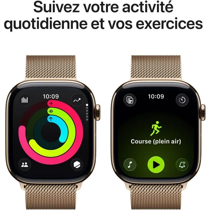 Apple Watch Series 11 GPS + Cellular 46 mm Titane Doré Bracelet Boucle Milanaise S/M MFD74ZRA 3