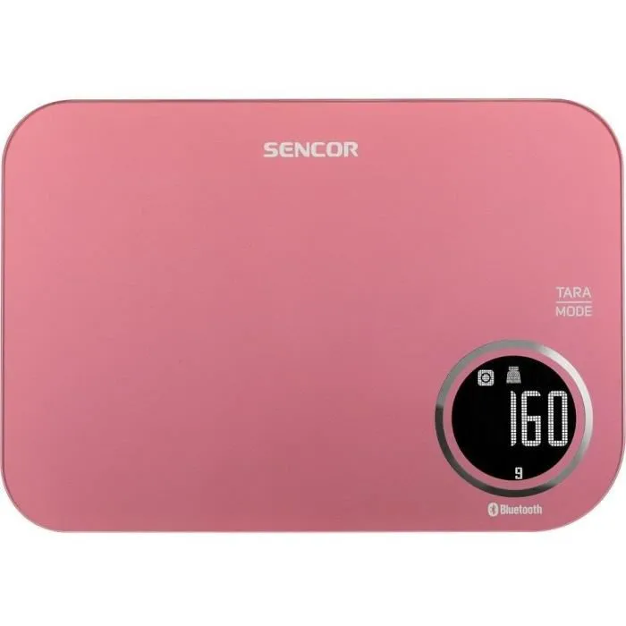 Sencor SKS 7074RD - Balance de cuisine électronique, Précision 1g, Capacité 5kg, Écran LCD, Fonction Tare, Connexion appli FOOD