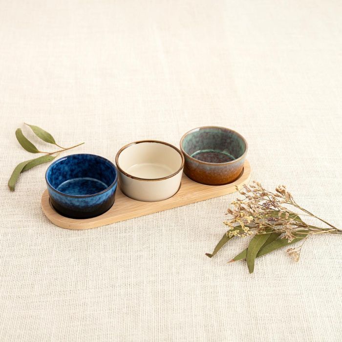 Tabla Aperitivo Bambú Cerámica Moana Bidasoa 29x10x4,5 cm 1