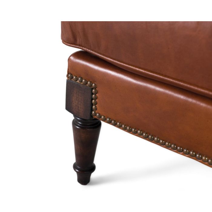 GINER Y COLOMER Fauteuil en Cuir Brun avec Accoudoirs et Pieds en Bois de Style Chippendale, Dimensions L94 x P82 x H88 cm - Intérieur 4