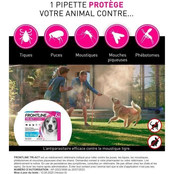 Frontline Tri-Act chien - Anti-puces anti-tiques pour chien M - 10-20kg - 6 pipettes 1